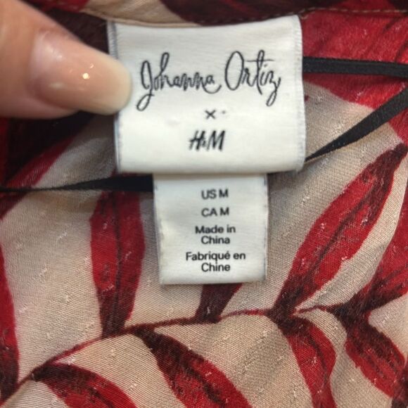 Johanna Ortiz x H&M Red and Cream Floral Long Sleeve Dress, M - Picture 10 of 11